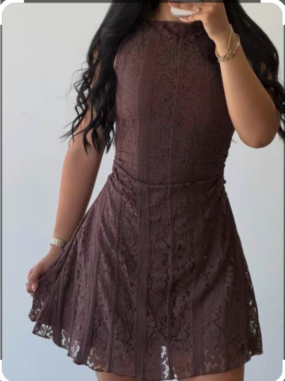 🤎 Forever 21 Lace Fit & Flare Dress Brown Size L